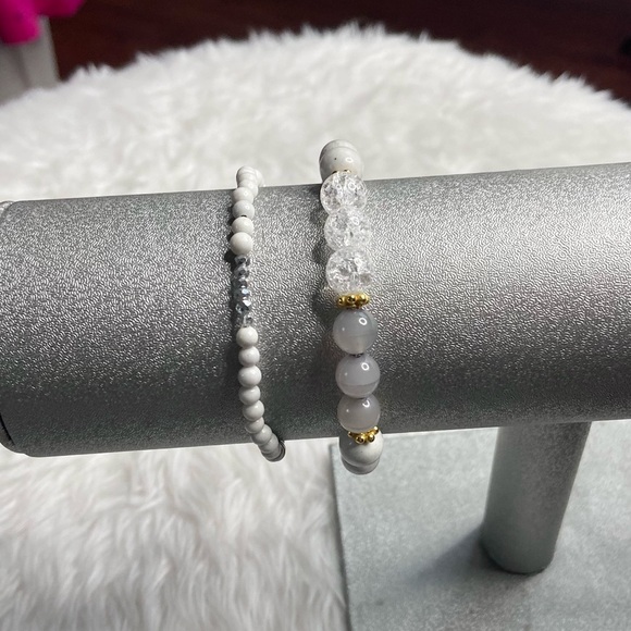 Genuine Feldspar and Crystal Bracelet Set - Picture 7 of 8